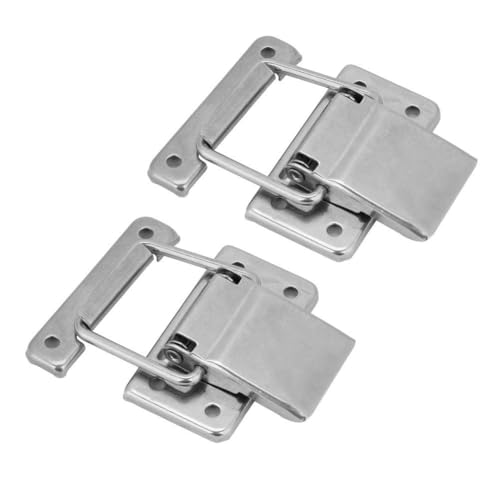 TERRIFI 2pcs Hasp Latch Lock, Stainless Steel Spring Loaded Latch Catch, Toggle Hasp for Boxes, Barrels, Cabinets, Mechanical Equipment, Durable Hardware for Secure Closure and Protection