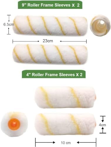 Paint Roller Set 6pc- Paint Rollers for Walls and Ceilings, Paint Pads, Paint Tray, Brush, Scraper, Mini Rollers for Painting, Paint Sleeves, Paint Supplies - Roller Sets for Painting Decorating Walls