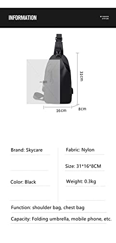 Skycare Sling Crossbody Bag Small Shoulder Backpack for Men Waterproof Slim Chest Bags Casual Daypack for Travel Cycling