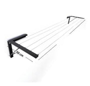 Glitz® Foldable Wall Mount Cloth Drying Stand | Space Saving Collapsible Metal Drying Rack for Dresses Balcony & Indoor Use | Wall Mounted Clothes Dryer Stand with Free Clothesline (Black)