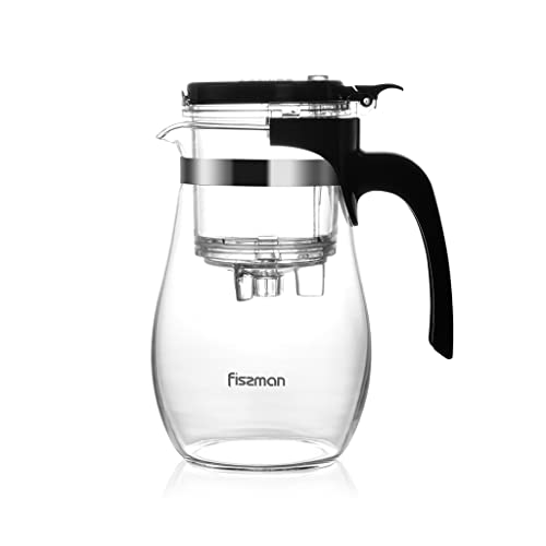 Fissman Glass Tea Pot With Filter 900 ml, Infuser for Loose Leaf, Blooming Tea, Tea Bags & Fruit Infused Water, GUNFU Series