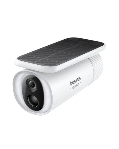 Baseus Solar Security Camera Outdoor, S1 Wireless Solocam, Forever Power with Auto Sunlight-Tracking System, 2K Clarity, 145° FOV, Built-in 8GB Local Storage and Color Night Vision, No Monthly Fee