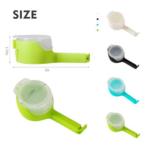 Yvey Food Clip Set with Pour Spout, 4PCS Seal and Pour Bag Clip with Spout for Food Snacks (Round)