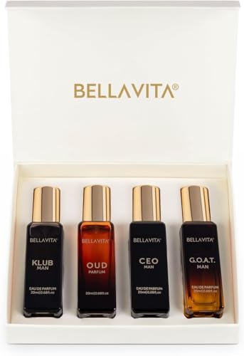 BellaVita Luxury Perfume Gift Set for Men | Includes CEO Man, KLUB, OUD, GOAT, Perfumes | Woody, Citrusy and Dominating Long Lasting Mens Perfume Set | Oud Perfume for Men | Luxury Collection Perfumes