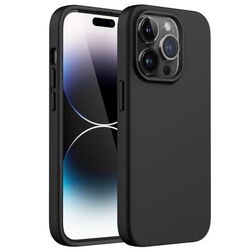 JETech Silicone Case for iPhone 14 Pro Max 6.7-Inch, Silky-Soft Touch Full-Body Protective Phone Case, Shockproof Cover with Microfiber Lining (Black)