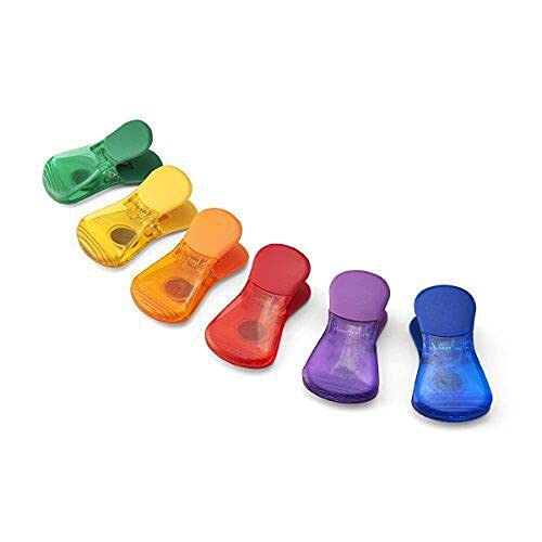 BananaHome Magnetic Multipurpose Bag Clips Classic Wide Bag Clips (Assorted Colors, Set of 6) Food sealing clip Plastic Heavy Seal Grip (6)