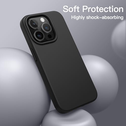 JETech Silicone Case for iPhone 14 Pro Max 6.7-Inch, Silky-Soft Touch Full-Body Protective Phone Case, Shockproof Cover with Microfiber Lining (Black)