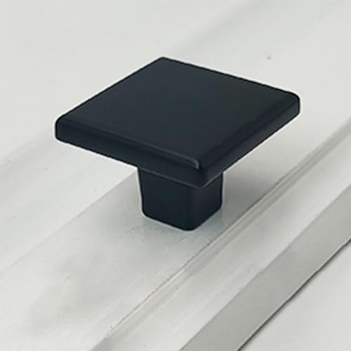 JZS Kitchen Cabinet Knobs of Square, Quality Drawer and Dresser Knob, Handle Pulls for Cabinet Doors, Bathroom Drawers,32mm,10 Pack,Matte Black
