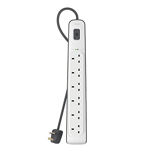 Belkin 6 Way/6 Plug Surge Protection Strip With 2 Meters Cord Length - Heavy Duty Electrical Extension Socket