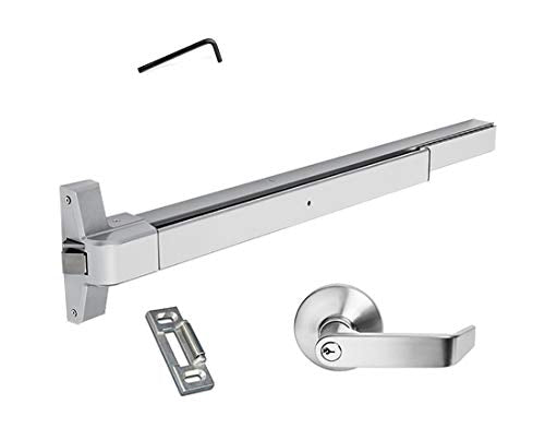 Dynasty Hardware Push Bar Panic Exit Device Aluminium, With Exterior Lever
