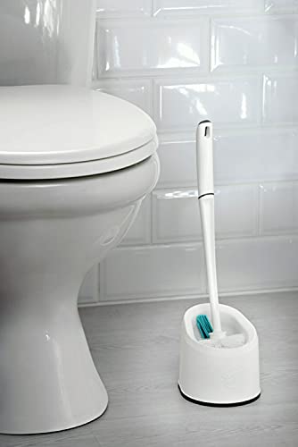Scotch-Brite Holder set (with Holder) Toilet Bowl & Rim Brush, 1 Set/pack | Cleaning Brush with Long Handle | Discreet Washroom Cleaner| Compact Round Design | Clears Clogged Toilets and drains