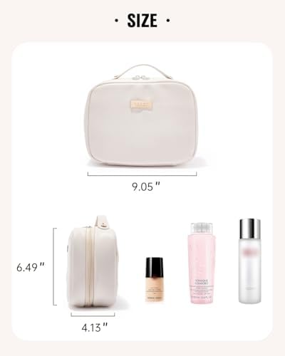 EACHY Travel Makeup Bag,Large Capacity Cosmetic Bags for Women,Waterproof Portable Pouch Open Flat Toiletry Bag Make up Organizer with Divider and Handle