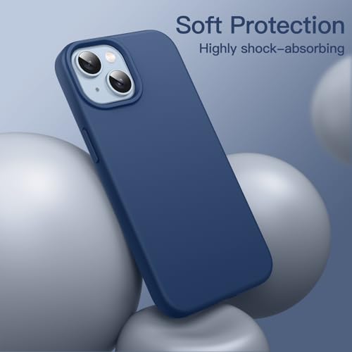 JETech Silicone Case for iPhone 14 6.1-Inch, Silky-Soft Touch Full-Body Protective Phone Case, Shockproof Cover with Microfiber Lining (Cobalt Blue)