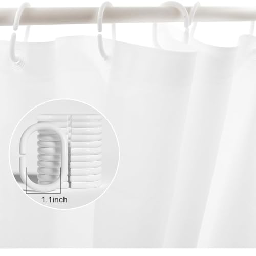 Waterproof Shower Curtain,180x200cm Mildew Proof Bathroom Curtains with 12 Hooks (white)