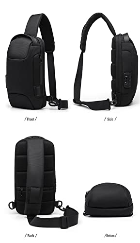 ZYING Anti theft Crossbody Sling Bag with USB Charging Port for 9.7in iPad, Black-5