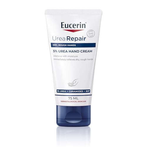 Eucerin UreaRepair Plus 5% Urea Hand Cream with Ceramides, Daily Moisture, Suitable for Mature & Diabetic, Instant 48-Hour Relief for Dry & Rough Skin, 75ml