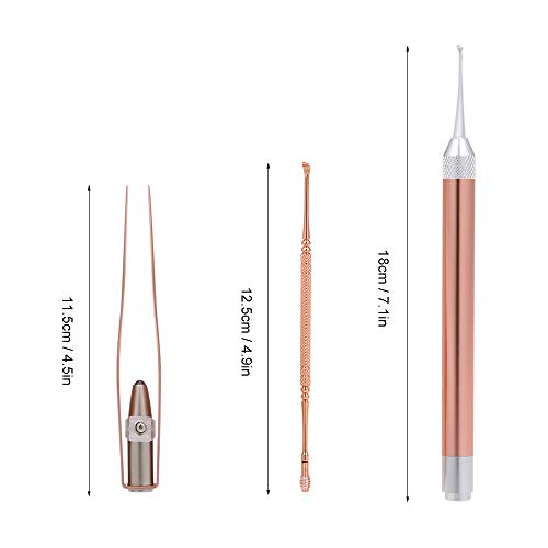 Generic 3pcs Ear Wax Removal LED Flashlight Tool Set for Baby And Adults Ear Pick Stainless Steel Ear Wax Cleaner Tweezers