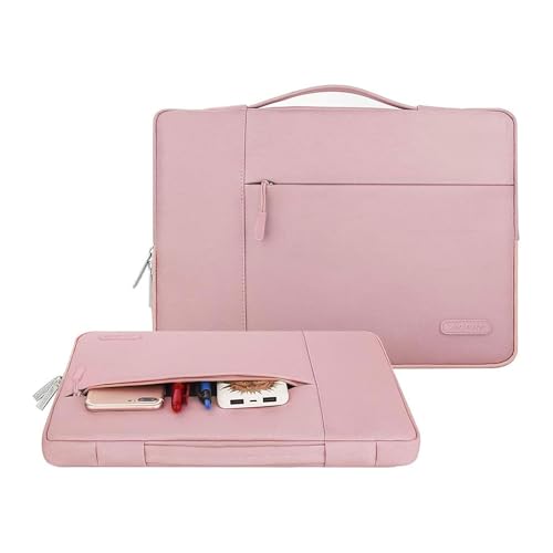 MOSISO Laptop Case 15 inch, 15 inch Laptop Sleeve with Handle Compatible with MacBook Air 15 M3 M2 2025-2023, Surface Laptop 15, Dell XPS 15, Polyester Multifunctional Computer Bag, Pink