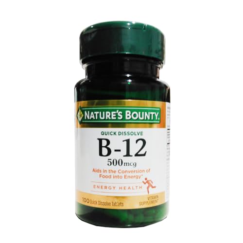 Nature's Bounty Vitamin B12 Supplement, Supports Metabolism and Nervous System Health, 500mcg, 100 Count
