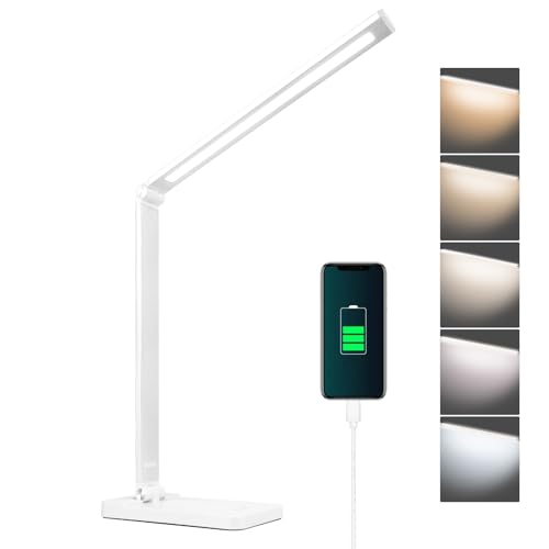 mafiti LED Desk Lamp, Aluminum Daylight Lamp Touch Control,Eye-Caring Dimmable Foldable Table Lamp for Back to School,Office,Bedroom,Working,Reading,Gift (white)
