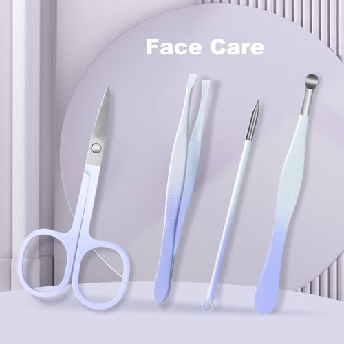 Azonee Manicure Set, 10 Pcs High-Carbon Steel Nail Clippers Set, Nail Clippers Scissors Pedicure Tools Kit, Portable Travel Grooming Kit for Men and Women with Leather Case, Suitable for Home, Travel