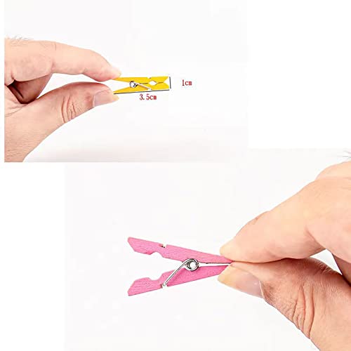 100PCS Colored Mini Tiny Wooden Clothespins, Small Sturdy Clothespins for Dry Laundry on Clothesline, Bag Clips, Crafts, Photos, Home, School