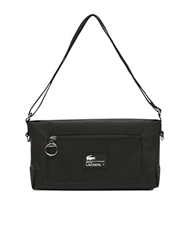 Lacoste Unisex Recycled Fiber Zipped Crossover Bag, Black