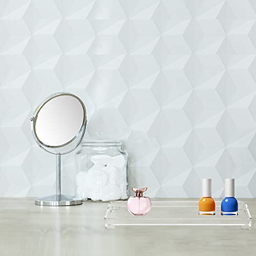 DELIPPLY Vanity Bathroom Tray, Acrylic Rectangle Decorative Catchall Organizer Storage Tray - Clear