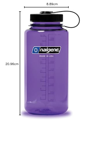 Nalgene Sustain Tritan BPA-Free Water Bottle Made with Material Derived from 50% Plastic Waste, 32 OZ, Wide Mouth, Purple