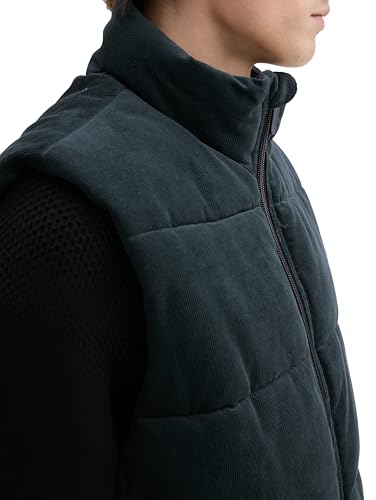 Tom Tailor Denim Men 1043593 Cord puffer vest with stand-up collar