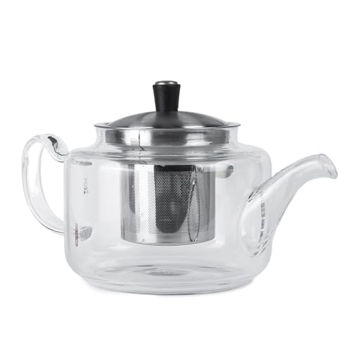 Cuisine Art Glass Teakettle - 720ml Capacity, Glass Tea Pot with Infuser, Microwavable, Tea Strainer for Loose Leaf Tea and Blooming Tea
