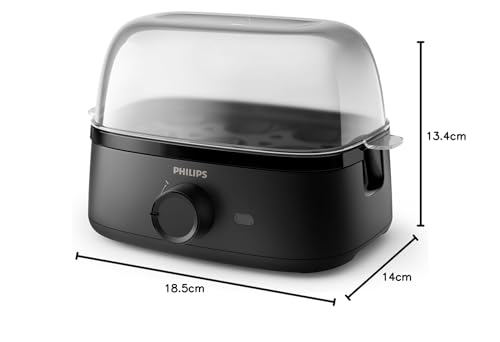 Philips Egg Cooker 3000 Series - 400W, 6 Eggs Capacity, Cooking Levels, Poached Accessory, Ready Signal, Black - HD9137/91