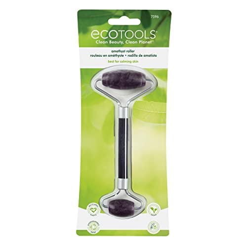 EcoTools Amethyst Facial Roller, Face Roller and Massager, Skincare and Sculpting Tool, Reduces Under Eye Puffiness and Dark Circles, Purple, 1 Count