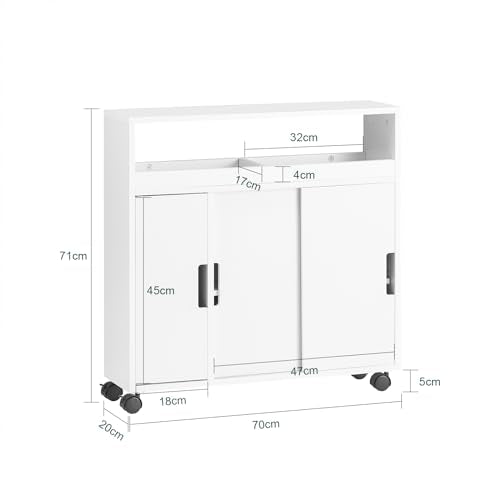 (UAE STOCK) SoBuy BZR02-W New Version Bathroom Toilet Paper Cabinet, Bathroom Storage Cabinet Cupboard on Wheels,دولاب تخزين