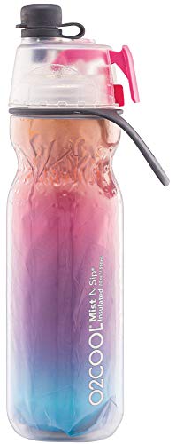 O2COOL Mist N' Sip Insulated Water Bottle - 20 oz, Raspberry Ombre Color | 2-in-1 Function, Double-Wall Insulation, BPA-Free | Perfect for Sports, Cycling & Outdoor Activities