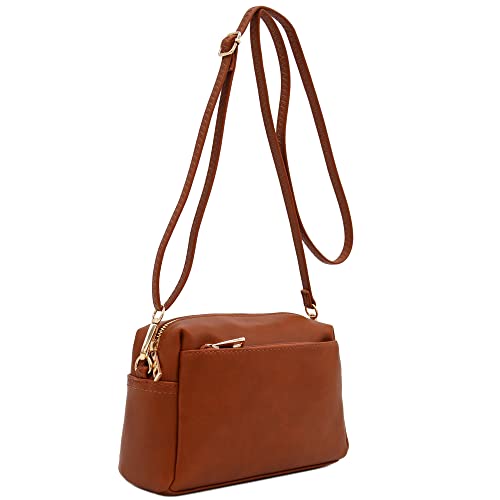 FashionPuzzle Triple Zip Small Crossbody Bag