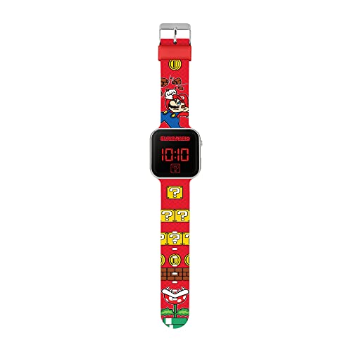 SUPER MARIO Boy's Digital Quartz Watch with Plastic Strap GSM4107, Red Printed, strap