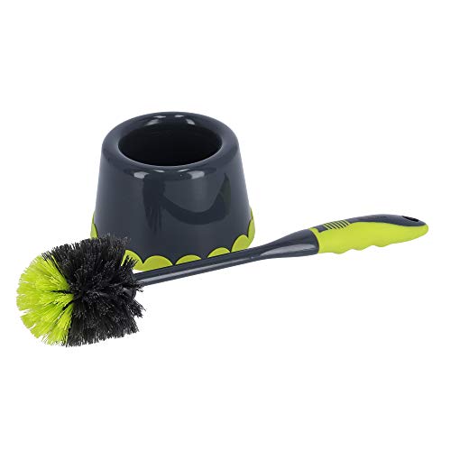 Royalford Toilet Brush with Holder - Easy Storage with Comfortable Handle - Compact Round Design - Clears Clogged Toilets and drains - Ideal for Home & Office Use