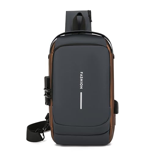 Crossbody Sling Bag Casual Daypack Body Chest Shoulder Bag for Men with USB Charging Port Shoulder Backpack for Travel and Hiking