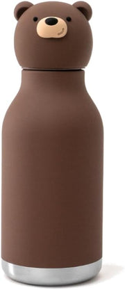 Bestie Giraffe Kids Water Bottle, 16oz/460ml Stainless Steel - Brown - Bear Head