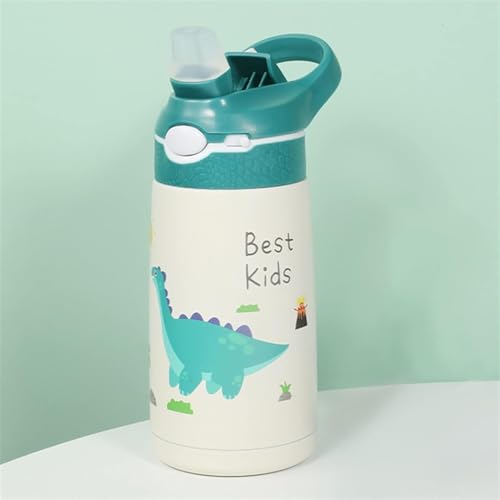 Bolivia's Stainless Steel Water Bottle for Kids, 400ml Leakproof Bpa-Free Children's Drinking Bottle, 316 Stainless Steel Dinosaur Straws Water Bottle for School Outdoor Sports Travel