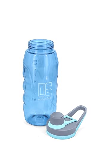DECADEE 1000ml BPA-Free Water Bottle Leakproof, Quality Haul Non-Slip Sports Water Bottles with Brush for Kids Adults Home Gym Outdoor Travel Blue
