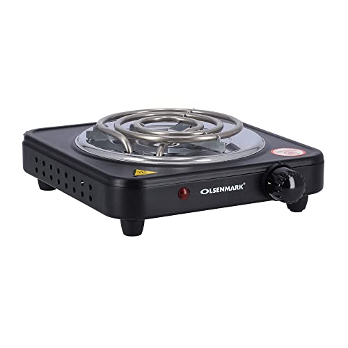 Olsenmark OMHP2278 Single Burner Electric Hot Plate, 1000W - Plate Diameter 185 mm - Variable Heat Settings - Overheat Protection - Light Indicator - Auto-Thermostat Control