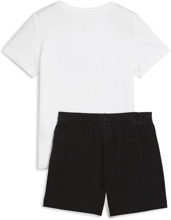 PUMA Boy's Ess No.1 Logo Tee and Shorts Set Ps Knitted Suits (pack of 1) - White-black