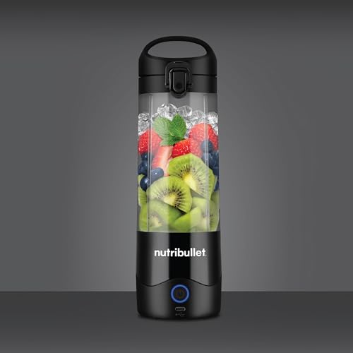 Nutribullet Portable 475ml cordless Blender for Shakes & Smoothies, BPA Free, Leakproof Flip and sip, USB-C type, PB475W, Black