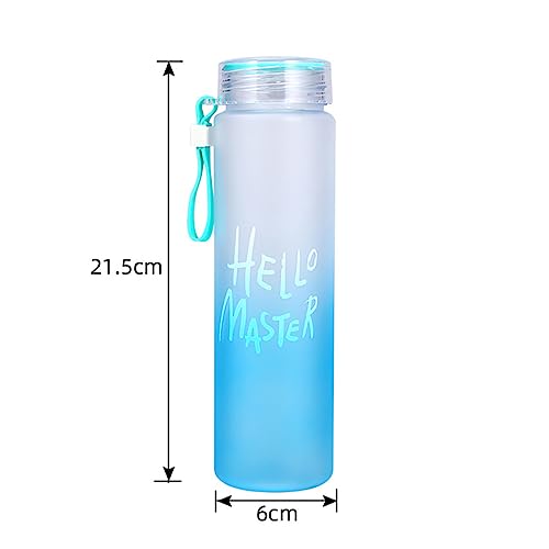 BLUEWORD Water Bottle, Hello Master Water Bottles Colorful Bottle with Airtight Cap Holder Strap, for School, College, Office (White)