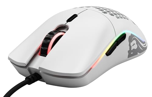 Glorious Model O Wired Gaming Mouse - RGB 67g Lightweight Ergonomic - Backlit Honeycomb Shell Design Mice (Matte White)
