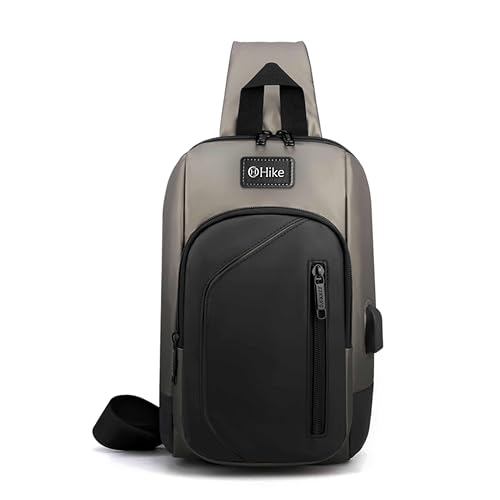 Hike Crossbody Sling Bag Synthetic Water Resistant Unisex Small Shoulder Bag with Built in USB Port for Business Travel Outdoor Shopping, HK2032