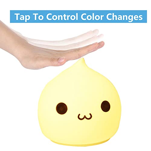 ZKLiLi Night Light for Kids, Dumpling Light Silicone Nursery Cute Lamp, Battery Powered LED Nightlight with 7-Color for Baby Teen Girls and Boys Bedrooms, Birthday Gift - Waterdrop