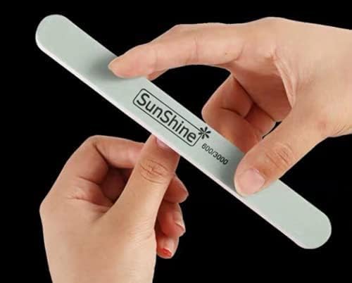 Sunshine Nail Shine Buffer Nail File 600/3000 Grit, 15 Pieces, Two-Sided Manicure and Pedicure Tools